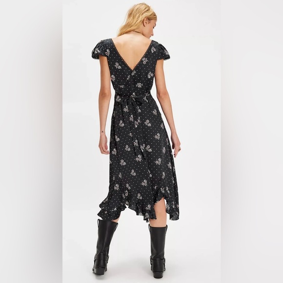 Free People Haven Midi Dress Black Combo Floral Embroidered Backless Size M NWT - Picture 4 of 16